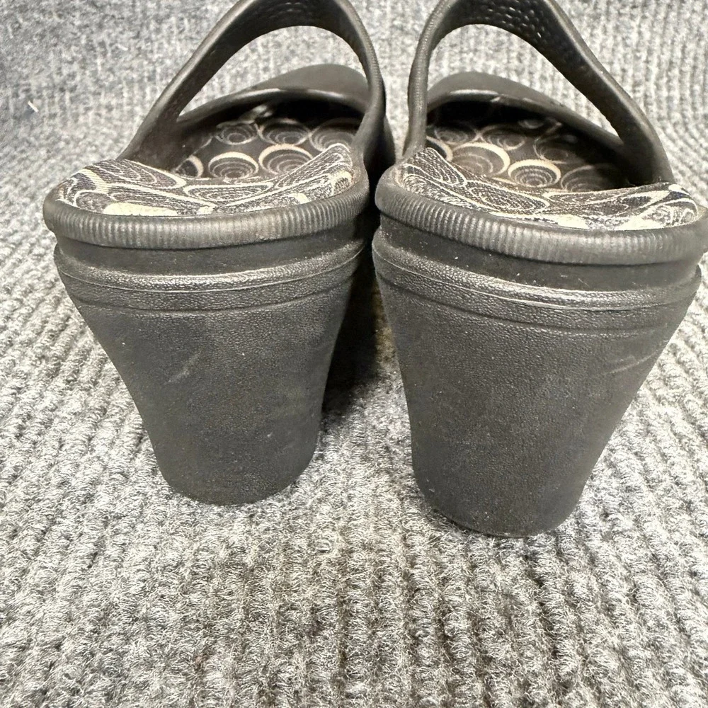 Crocs Sassari Wedge Mary Jane Womens 8 Black Slip On Comfort Heels Excellent